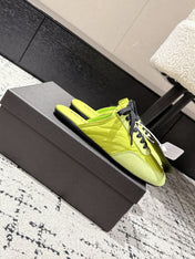PRADA 25S DEXUN MULE IN LIME GREEN SUEDE LEATHER