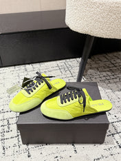 PRADA 25S DEXUN MULE IN LIME GREEN SUEDE LEATHER
