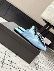 PRADA 25S DEXUN MULE IN LIGHT BLUE SUEDE LEATHER
