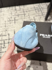 PRADA 25S COLLAPSE SNEAKERS IN LIGHT BLUE RE NYLON AND SUEDE