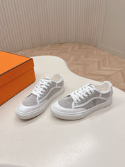 HM 25S SNEAKER LOW SPORTS IN GREY CANVAS MIX WHITE LAMBSKIN