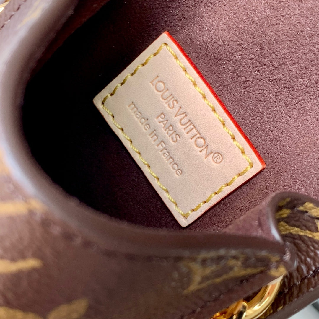 PHONE POUCH 17.5 IN BROWN MONOGRAM COATED CANVAS AND CALFSKIN