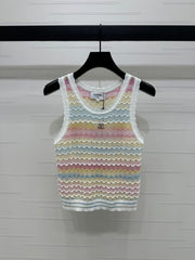 Chanel 25 Multicolor Striped Knitted Tank Top