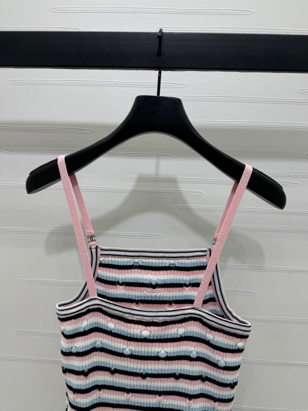 Chanel 25 Pink Black Striped Knit Tank Top
