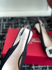 ROGER VIVIER 25S VIVIER SLINGBACK 45MM IN BLACK SILK EMBELLISHED CRYSTALS