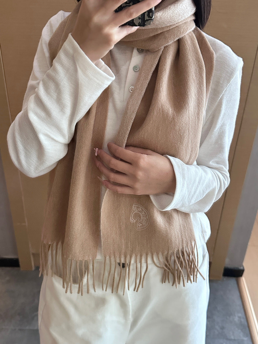 HERMES 25S SCARF 190 IN CASHMERE 854639