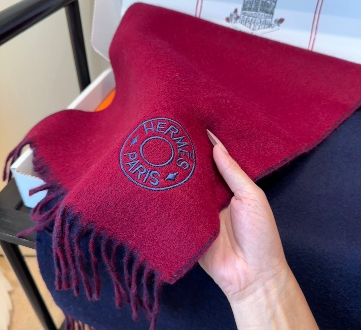 HERMES 25S SCARF 190 IN CASHMERE 854620