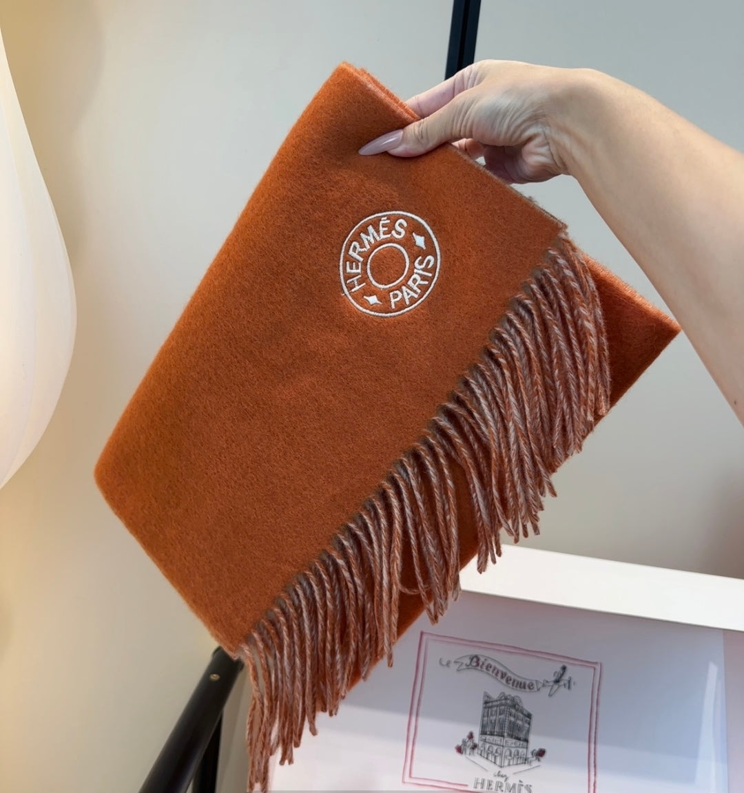 HERMES 25S SCARF 190 IN CASHMERE 854622