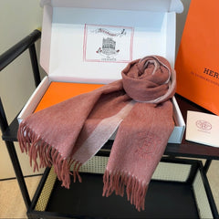 HERMES 25S SCARF 190 IN CASHMERE 854634