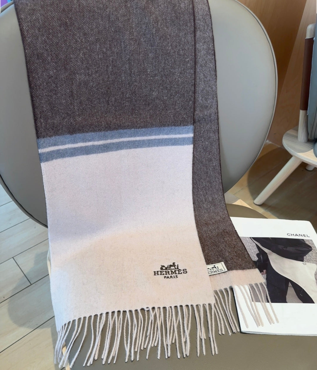 HERMES 25S SCARF 190 IN CASHMERE 991972