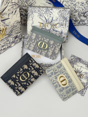 DIOR 25S 30 MONTAIGNE CARD HOLDER 10 IN BLACK OBLIQUE JACQUARD CANVAS