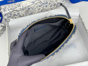 DIOR 25S 30 MONTAIGNE CLUTCH BAG 24 IN BLUE DIOR OBLIQUE JACQUARD