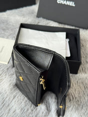 CHANEL 25S CLASSIC CARD HOLDER 11 IN BLACK LAMBSKIN GOLD HARDWARE