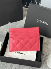 CHANEL 25S CARD HOLDER 11 IN WATERMELON CAVIAR GOLD HARDWARE