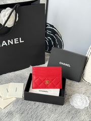 CHANEL 25S CARD HOLDER 11 IN VIVID RED CAVIAR GOLD HARDWARE