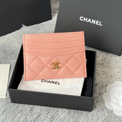 CHANEL 25S CARD HOLDER 11 IN PEACH PINK CAVIAR GOLD HARDWARE