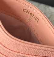 CHANEL 25S CARD HOLDER 11 IN PEACH PINK CAVIAR GOLD HARDWARE
