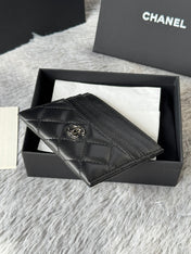 CHANEL 25S CARD HOLDER 11 IN BLACK LAMBSKIN SILVER HARDWARE