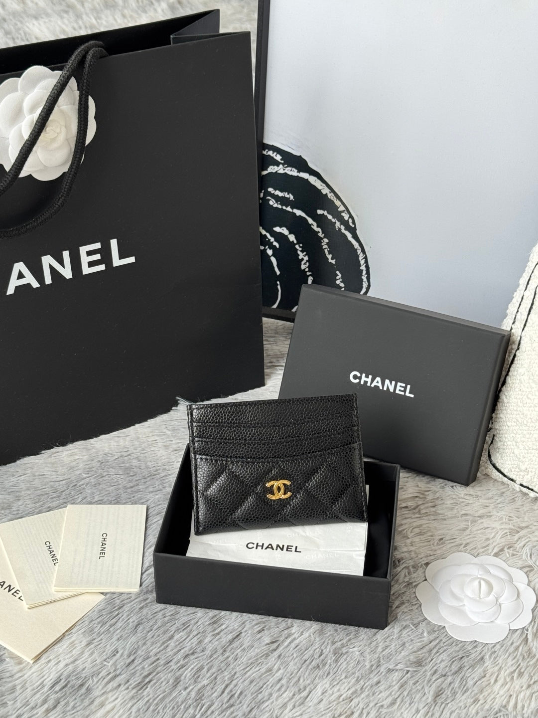 CHANEL 25S CARD HOLDER 11 IN BLACK CAVIAR GOLD HARDWARE