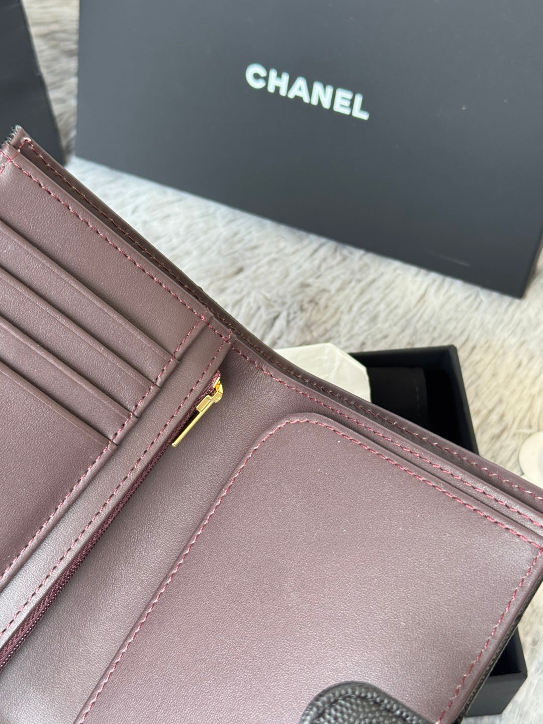 CHANEL 25S MULTI PURPOSE PASSPORT WALLET 15 IN BLACK CALFSKIN GOLD HARDWARE
