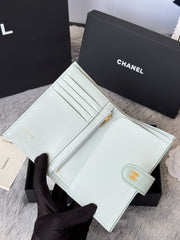 CHANEL 25S MULTI PURPOSE PASSPORT WALLET 15 IN SOFT MINT CALFSKIN GOLD HARDWARE