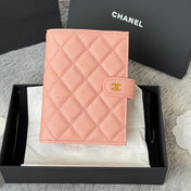 CHANEL 25S MULTI PURPOSE PASSPORT WALLET 15 IN PEACH PINK CALFSKIN GOLD HARDWARE