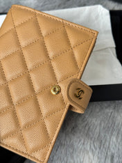 CHANEL 25S MULTI PURPOSE PASSPORT WALLET 15 IN GOLDEN CARAMEL CALFSKIN GOLD HARDWARE