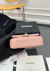 CHANEL 25S FLAP CHARM BAG 13 IN PEACH PINK LAMBSKIN