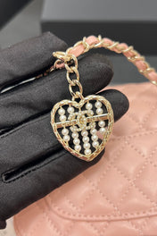 CHANEL 25S FLAP CHARM BAG 13 IN PEACH PINK LAMBSKIN