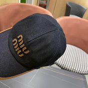MM BASEBALL CAP IN NAVY BLUE DENIM AND CALFSKIN