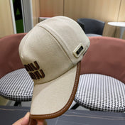 MM BASEBALL CAP IN LIGHT BEIGE FABRIC AND CALFSKIN