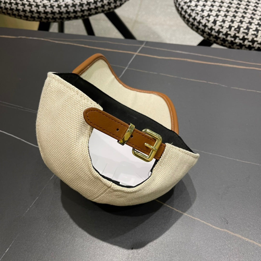 MM BASEBALL CAP IN LIGHT BEIGE FABRIC AND CALFSKIN