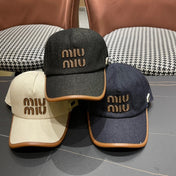 MM BASEBALL CAP IN NAVY BLUE DENIM AND CALFSKIN