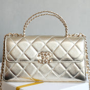 CHANEL 25S KELLY 18 CM IN GOLD LAMBSKIN