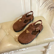 RUBBER SOLE SANDALS IN COCOA BROWN SUEDE