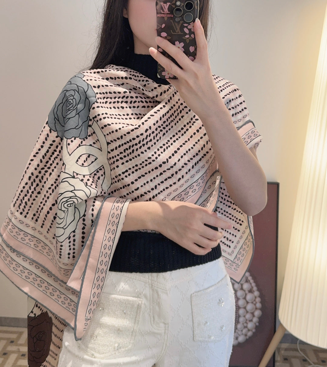 CHANEL 25S SCARF 140 IN CASHMERE 989891