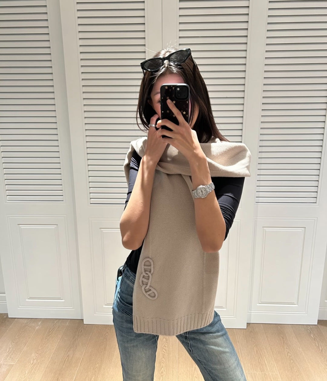 HERMES 25S SCARF 175 IN CASHMERE 992040