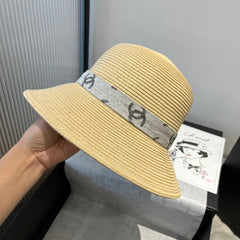 STRAW BUCKET HAT IN BEIGE WITH RIBBON BOW 673979