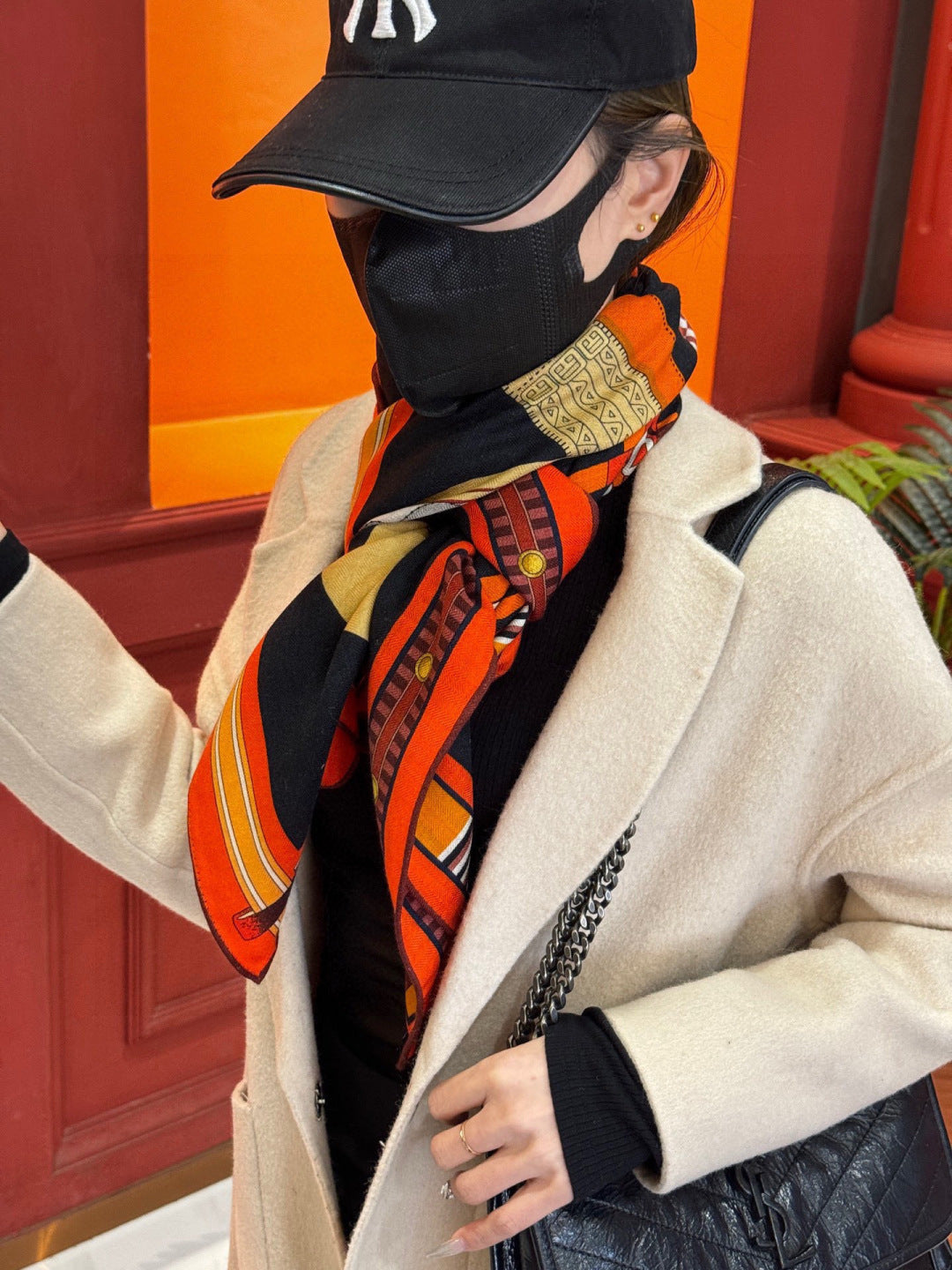 HERMES 25S SCARF 140 IN SILK CASHMERE 989480