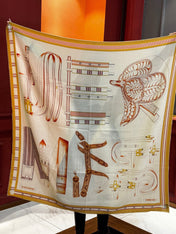 HERMES 25S SCARF 140 IN SILK CASHMERE 989481