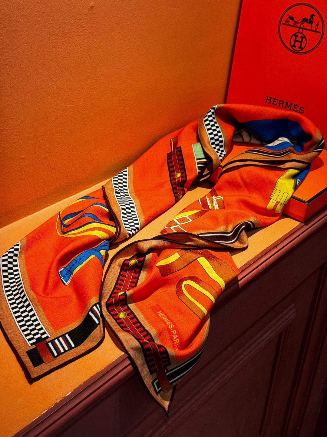 HERMES 25S SCARF 140 IN SILK CASHMERE 989482