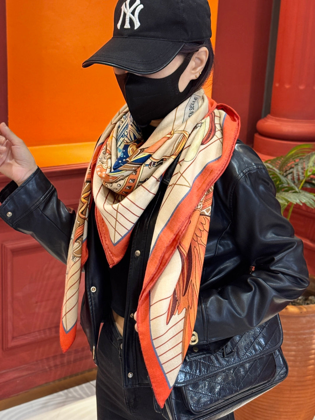 HERMES 25S SCARF 140 IN SILK CASHMERE 989485