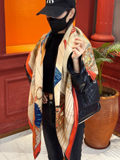 HERMES 25S SCARF 140 IN SILK CASHMERE 989485