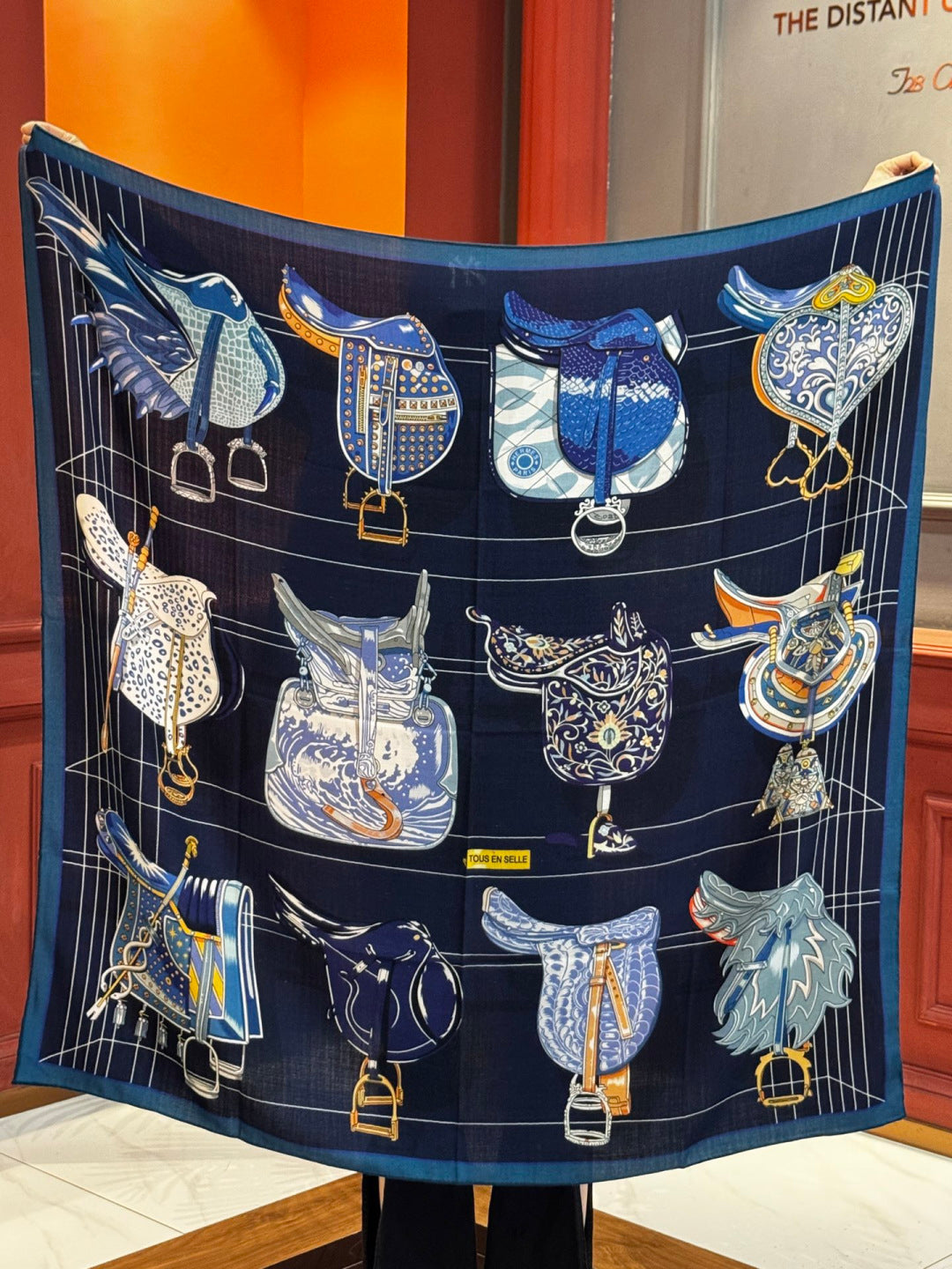 HERMES 25S SCARF 140 IN SILK CASHMERE 989486