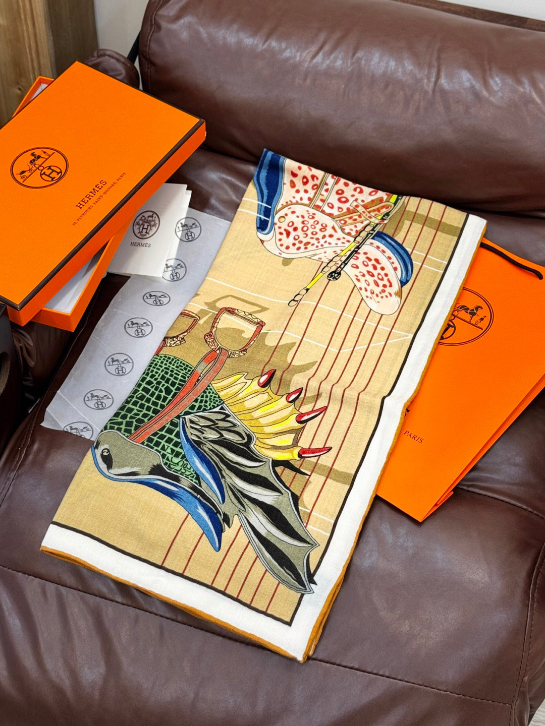 HERMES 25S SCARF 140 IN SILK CASHMERE 989487