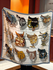 HERMES 25S SCARF 140 IN SILK CASHMERE 989488