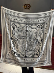 HERMES 25S SCARF 140 IN SILK CASHMERE 991677