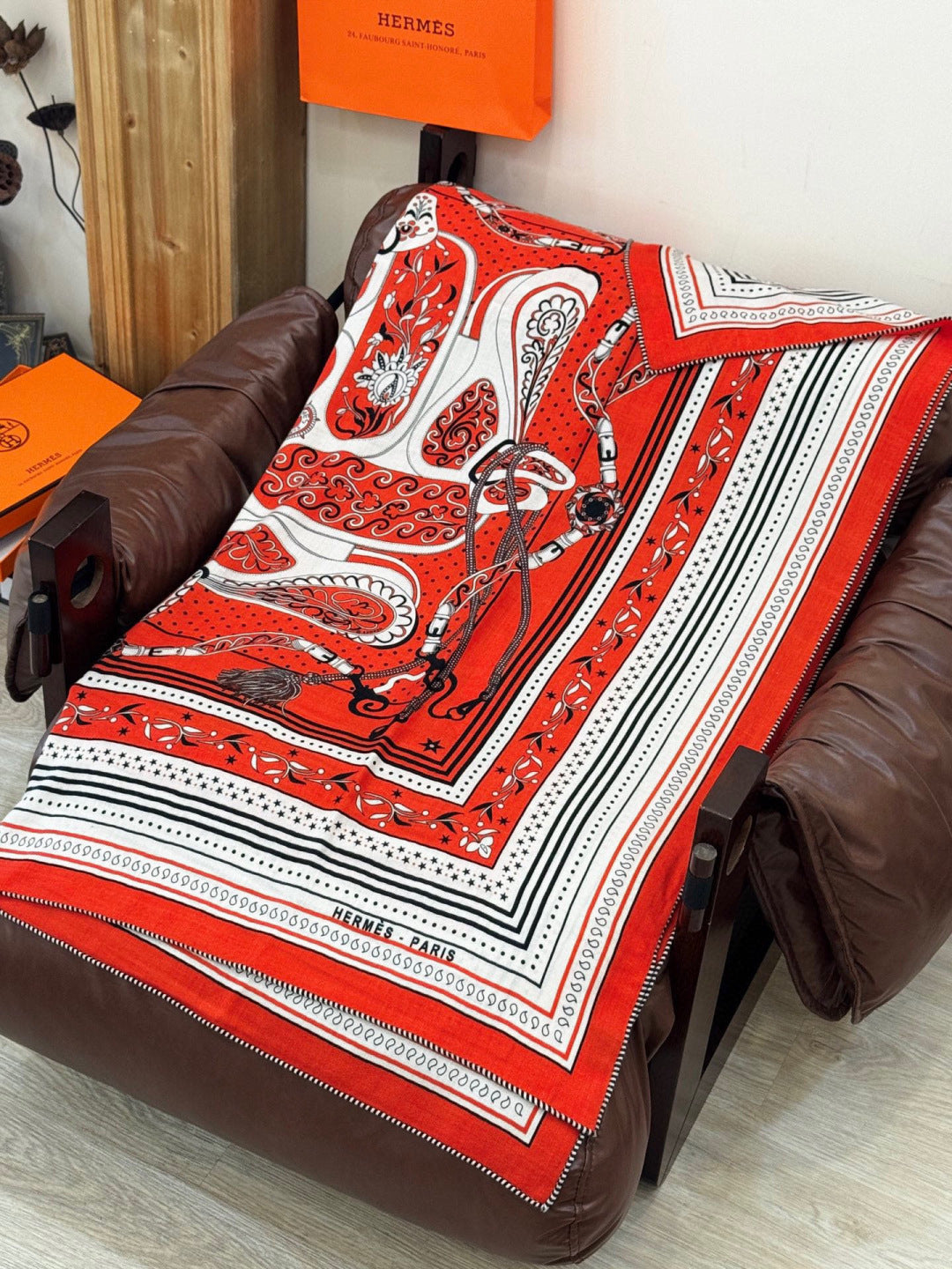 HERMES 25S SCARF 140 IN SILK CASHMERE 991680