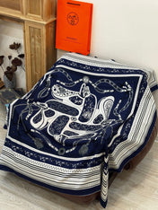 HERMES 25S SCARF 140 IN SILK CASHMERE 991681