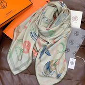 HERMES 25S SCARF 137 IN SILK CASHMERE 991689